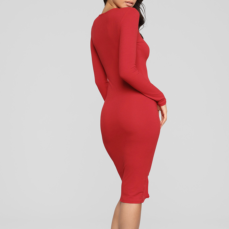 Womens Button Up Dress Stylish Solid Color Spring Fashion Sexy Fit Wholesale Available custom packaging