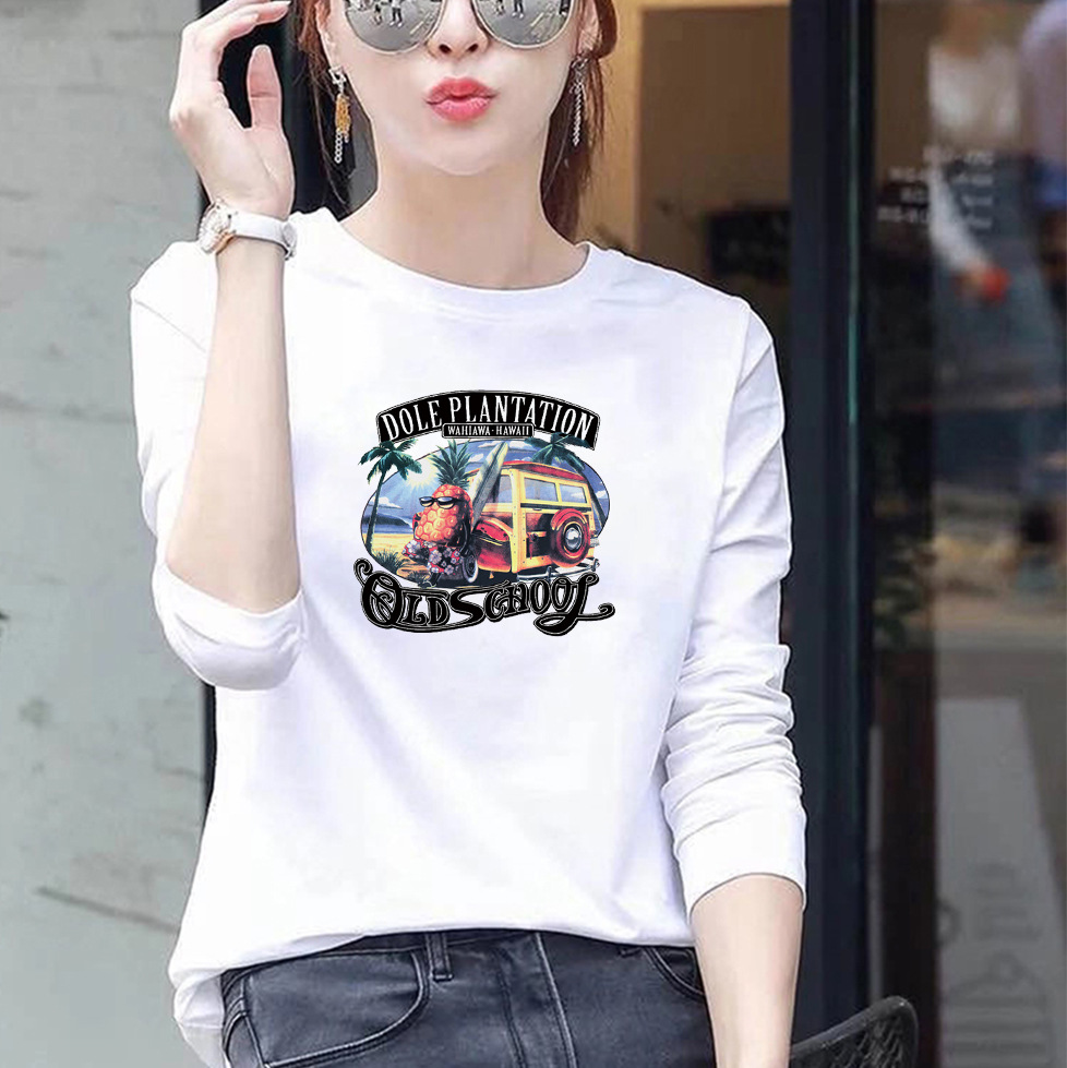 Womens Loose Fit Round Neck Long Sleeve T Shirt 95 Cotton Floral Print Plus Size Casual Spring Wear Wholesale