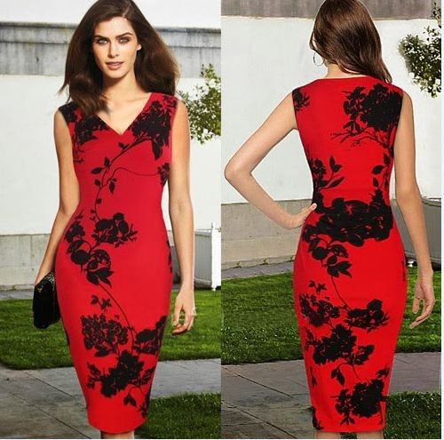 Fashion Womens Sleeveless Dress V Neck Floral Print Blended Fabric Casual Summer Wear Wholesale Available
