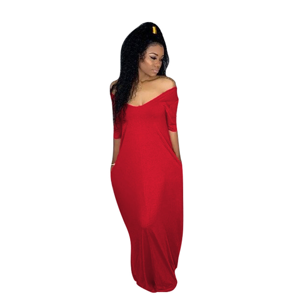 Casual Short Sleeve Pocket Dress Solid Color Relaxed Fit Comfortable Fabric Perfect for Summer Outings Wholesale