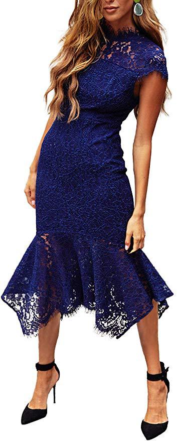 Vintage Lace Floral Sleeveless High Neck Mermaid Dress Autumn Winter Cocktail Evening Gown Elegant Party Wear Wholesale