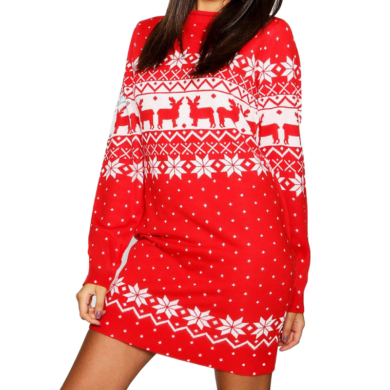 Plus Size Womens Knit Sweater Dress Long Sleeve Autumn Winter Style Comfortable Fabric Wholesale Availability