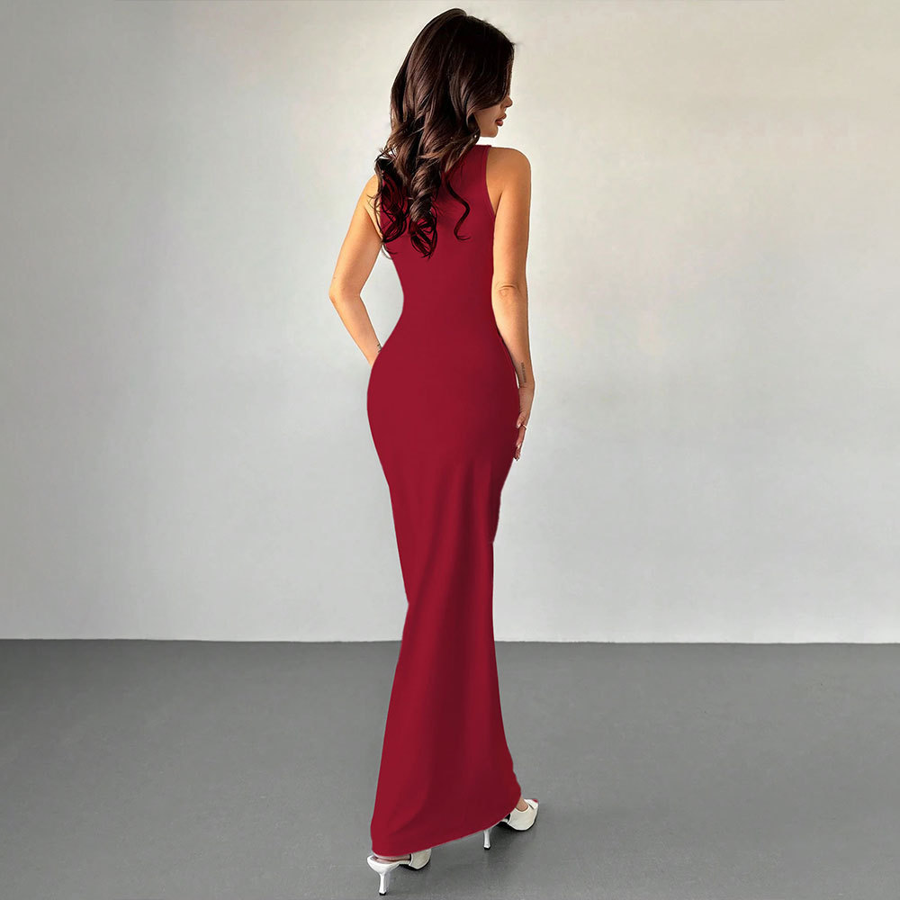 Summer Fashion Sexy Deep V Sleeveless Backless Evening Dress Women's Fashion Dress