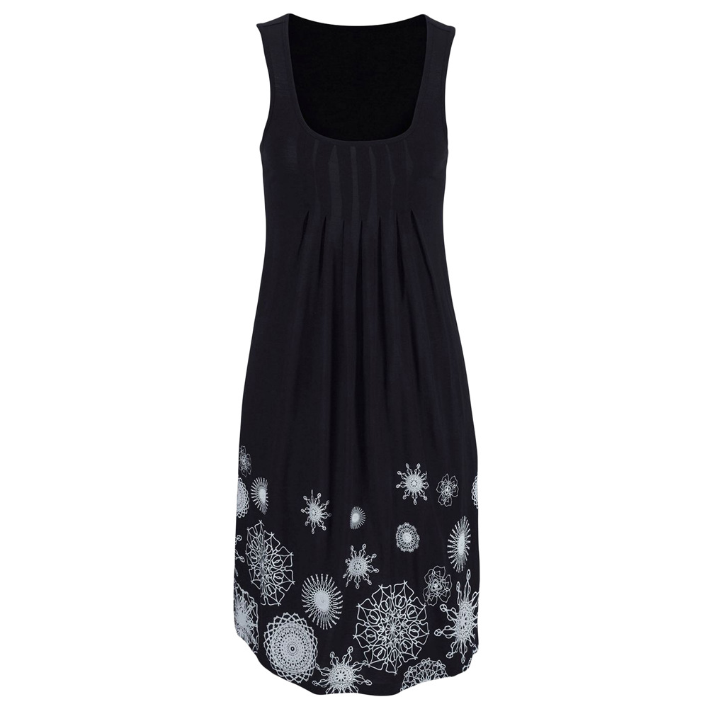 Womens Beach Vacation Sleeveless Dress Round Neck Floral Print Casual Style Wholesale Available