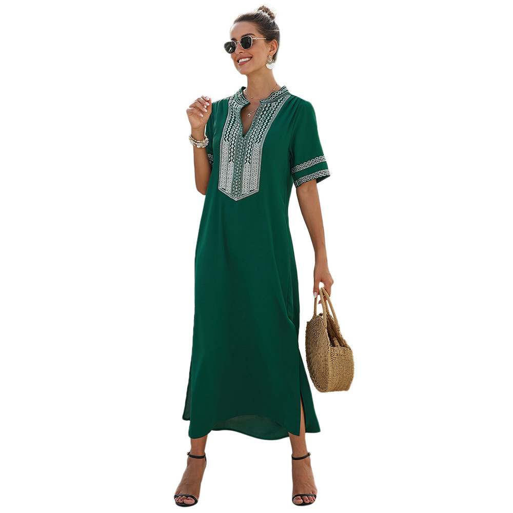 Asymmetrical Floral Maxi Dress V Neck Short Sleeve Summer Style Wholesale Available custom packaging