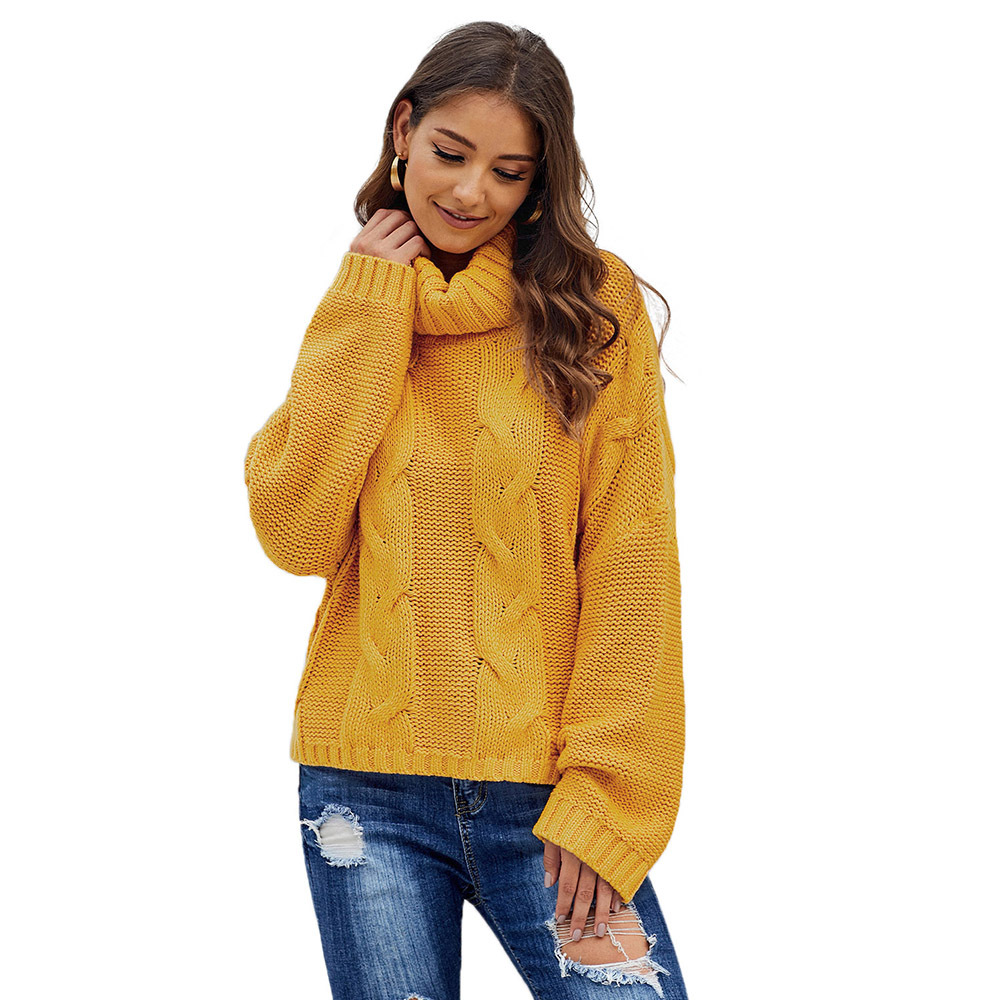 Plus Size Turtleneck Sweater for Women Loose Fit Long Sleeve Solid Color Cozy Knit Autumn Winter Casual Wear