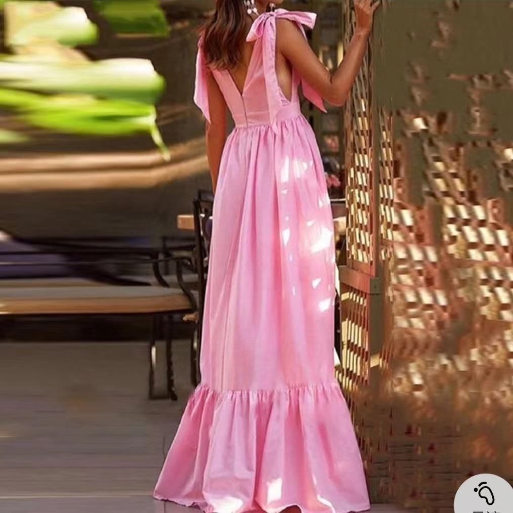 European and American Markets, Deep V Neck Sexy Backless Strap Dress — Spring Summer New Arrival, Elegant Evening Wear — Whole