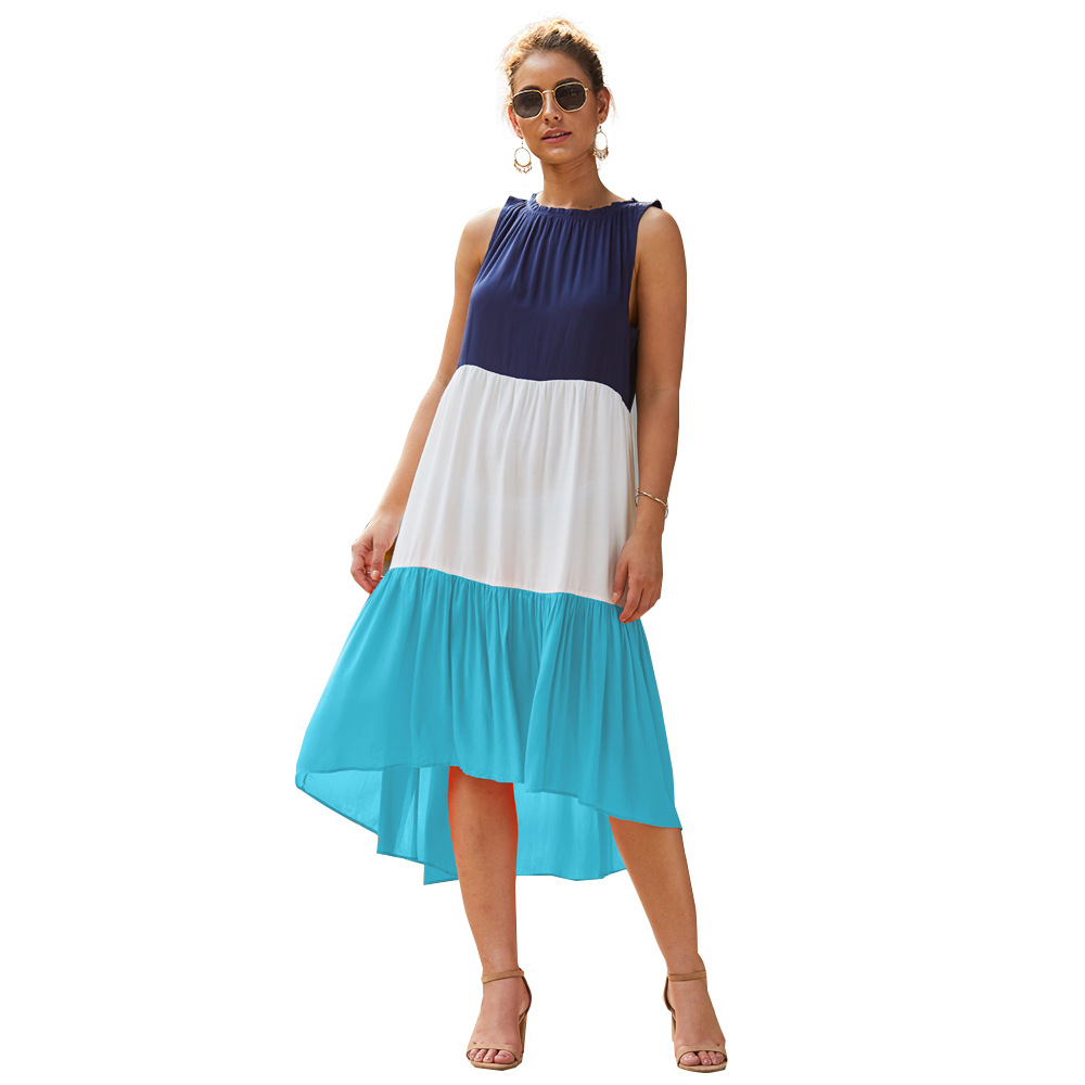 Summer Womens Color Block Dress Stylish Design Multiple Colors Comfortable Fit Perfect for Casual Outings