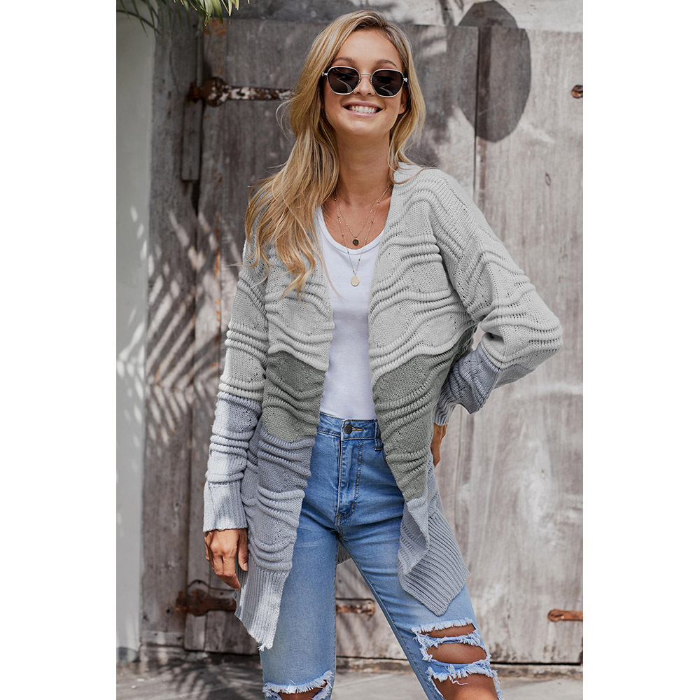 Womens Winter Long Loose Knit Sweater Wave Pattern Cozy Fabric Versatile Style Wholesale Available