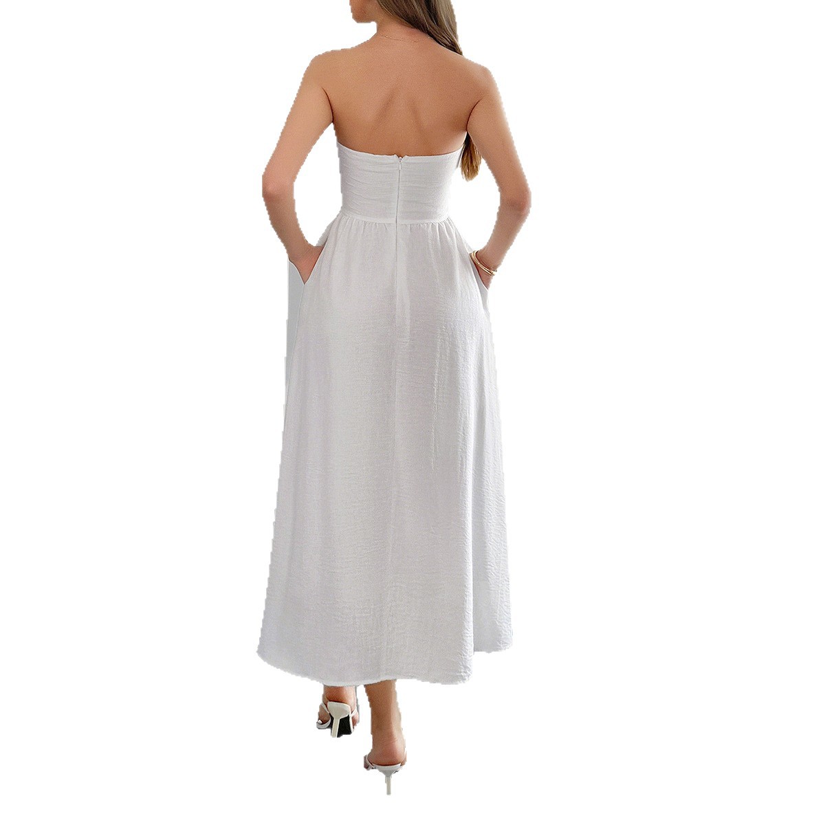 Elegant Strapless A line Long Dress for Women Summer