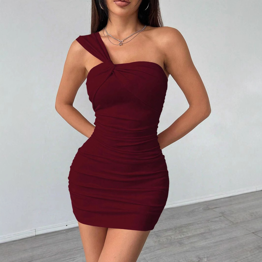 European and American Market Women's Sexy Dress — Off Shoulder, Bodycon, Short Skirt, Autumn Winter Style — Wholesale Supply T
