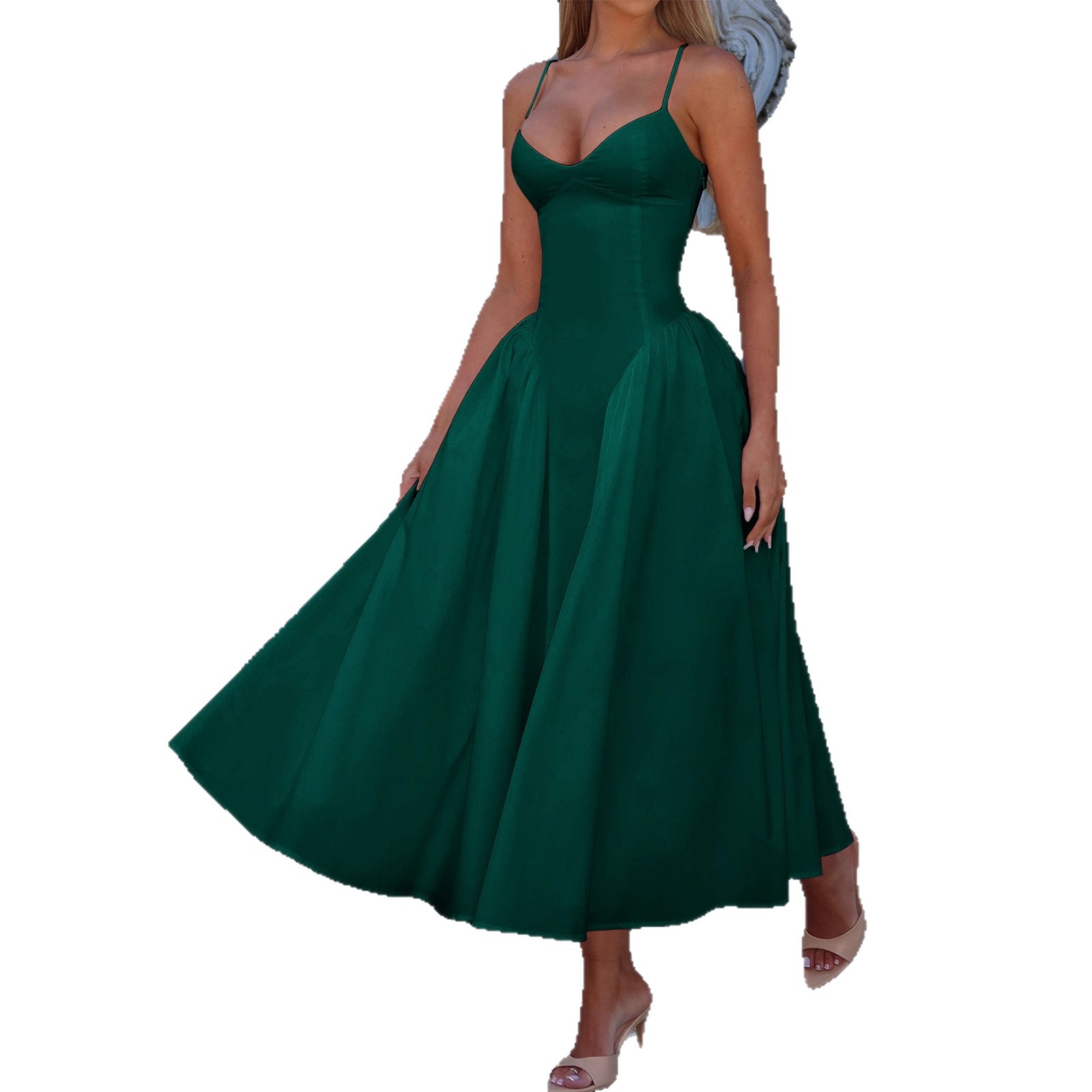 Elegant Solid Color Long Slip Dress for Women