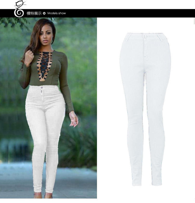High Waisted Stretch Denim Skinny Pants Solid Color Pocket Design Versatile Style Casual Wear for Women Wholesale