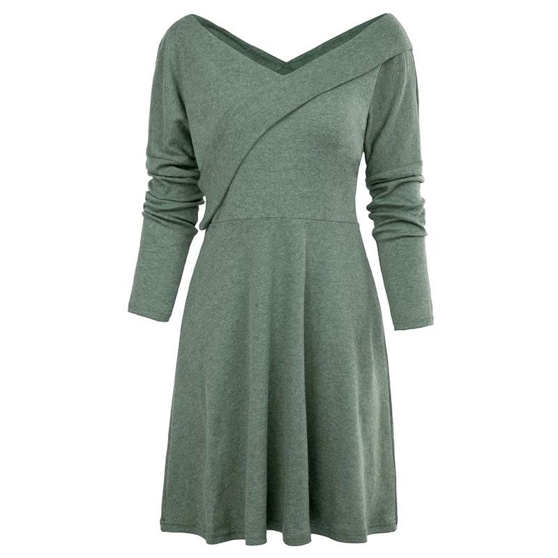 Womens Long Sleeve V Neck Dress Autumn Winter Style Casual Commuter Wear Ready to Ship customizable