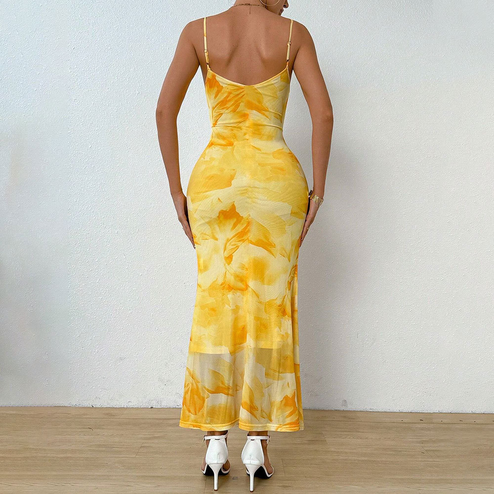 Sexy Bodycon Strapless Long Dress with High Waist and Floral Print