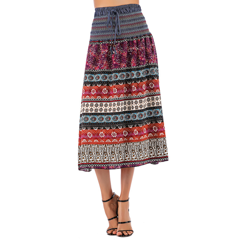 Bohemian Maxi Skirt Womens Summer Dress Off Shoulder Neckline Flowy Design Perfect for Casual Outings Wholesale