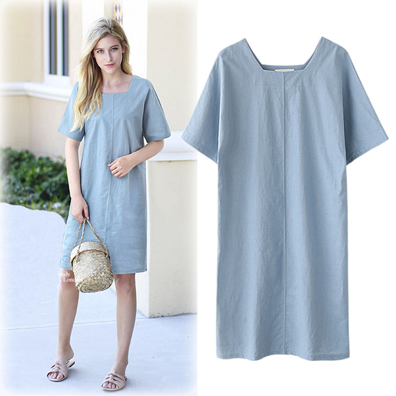 Plus Size Womens Summer Dress Short Sleeve Loose Fit Solid Color Casual Style Perfect for Everyday Wear