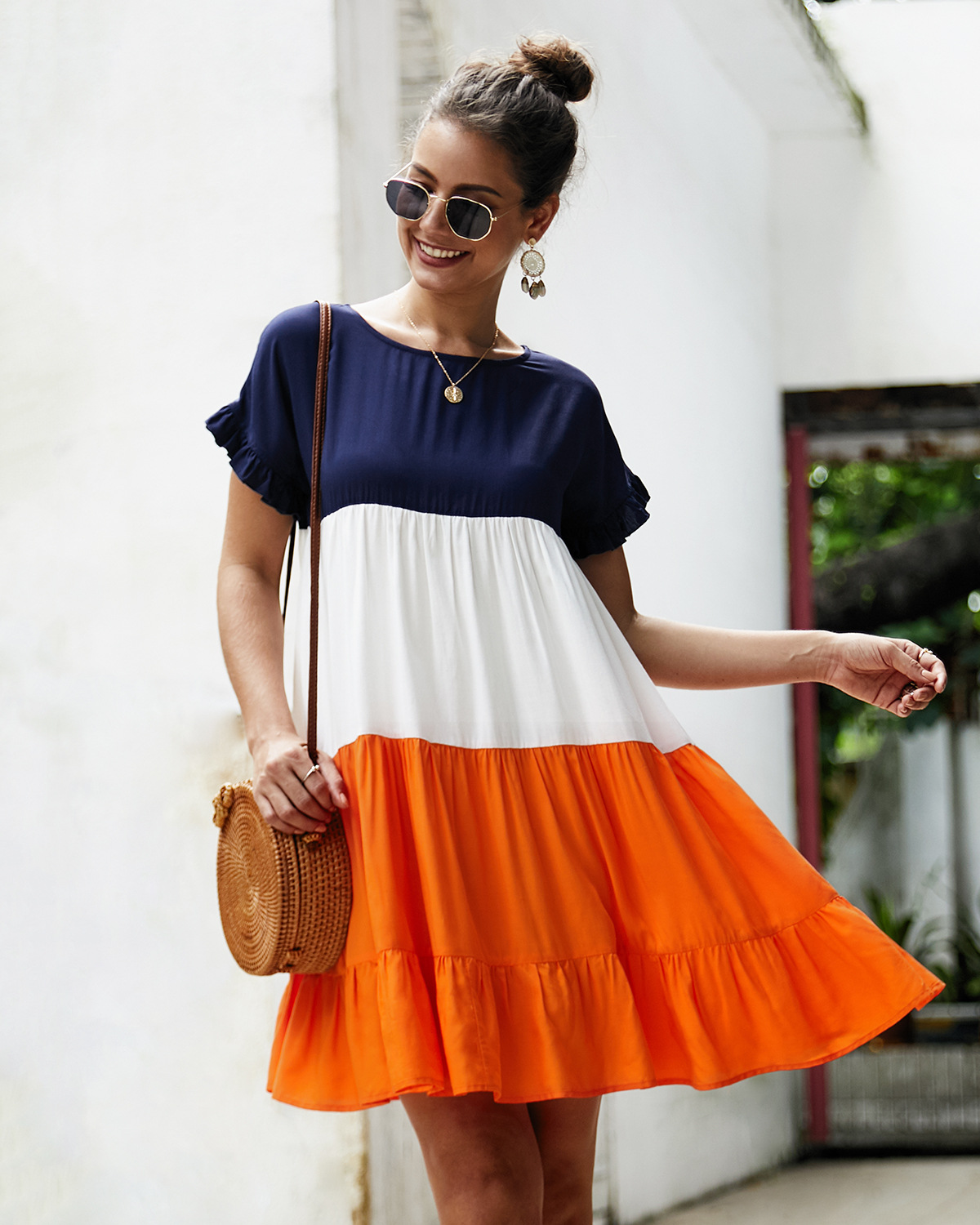 Color Block A Line Dress Original Design Autumn Winter Style Trendy and Chic Wholesale Available