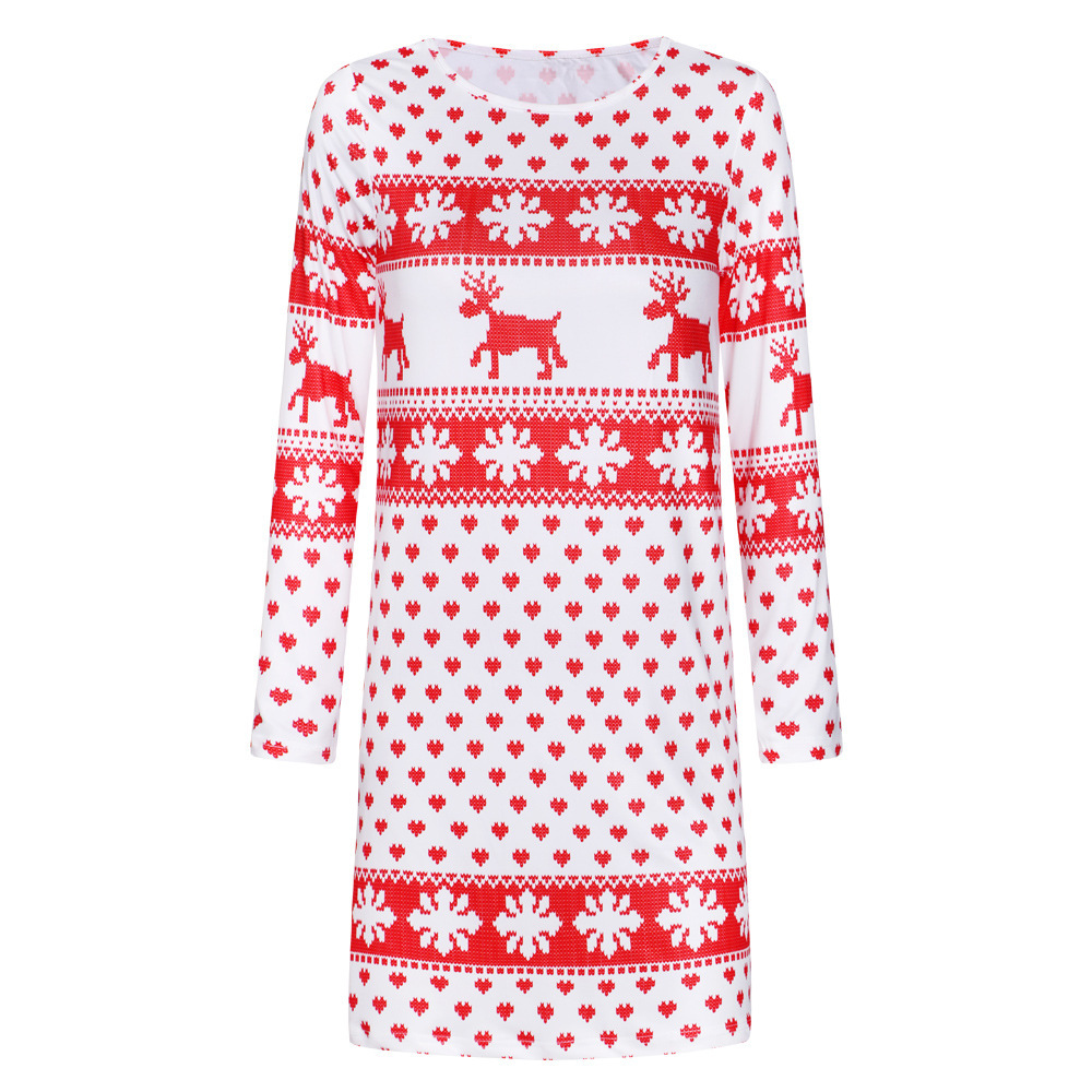 Knitted Long Sleeve Dress Floral Print Autumn Winter Casual Style Perfect for Christmas Celebrations Wholesale