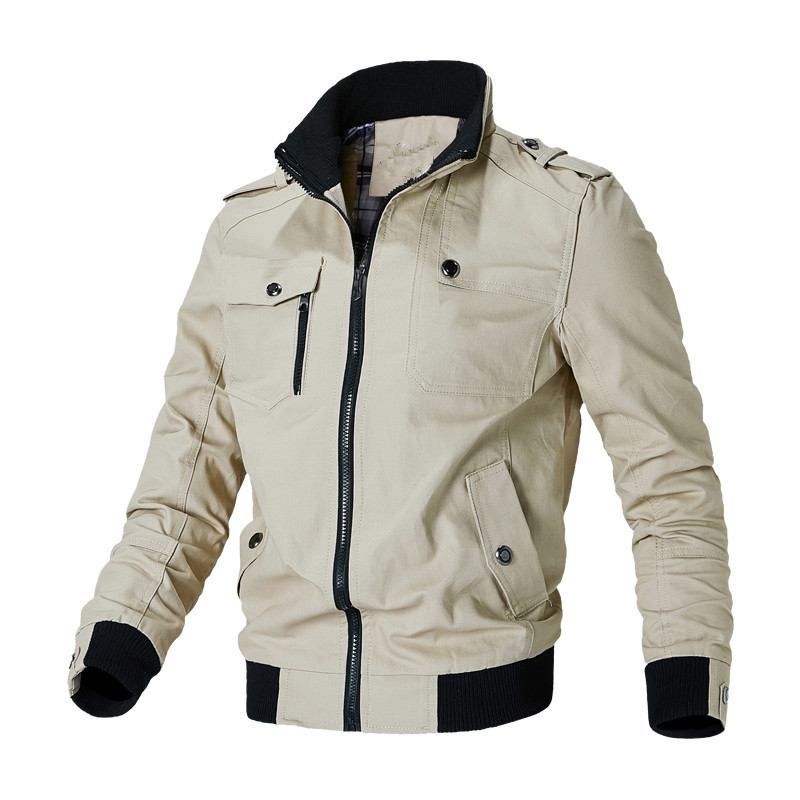 Winter Fit Zipper In Stock, Regular Cotton, Spring And Autumn Casual Side Seam Pockets, Youth Brown Jacket