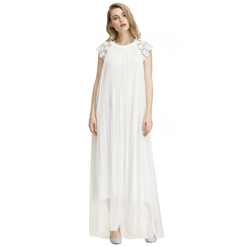 Casual Maxi Dress Round Neck Short Sleeve Loose Fit Maternity Wear for Summer Wholesale Available