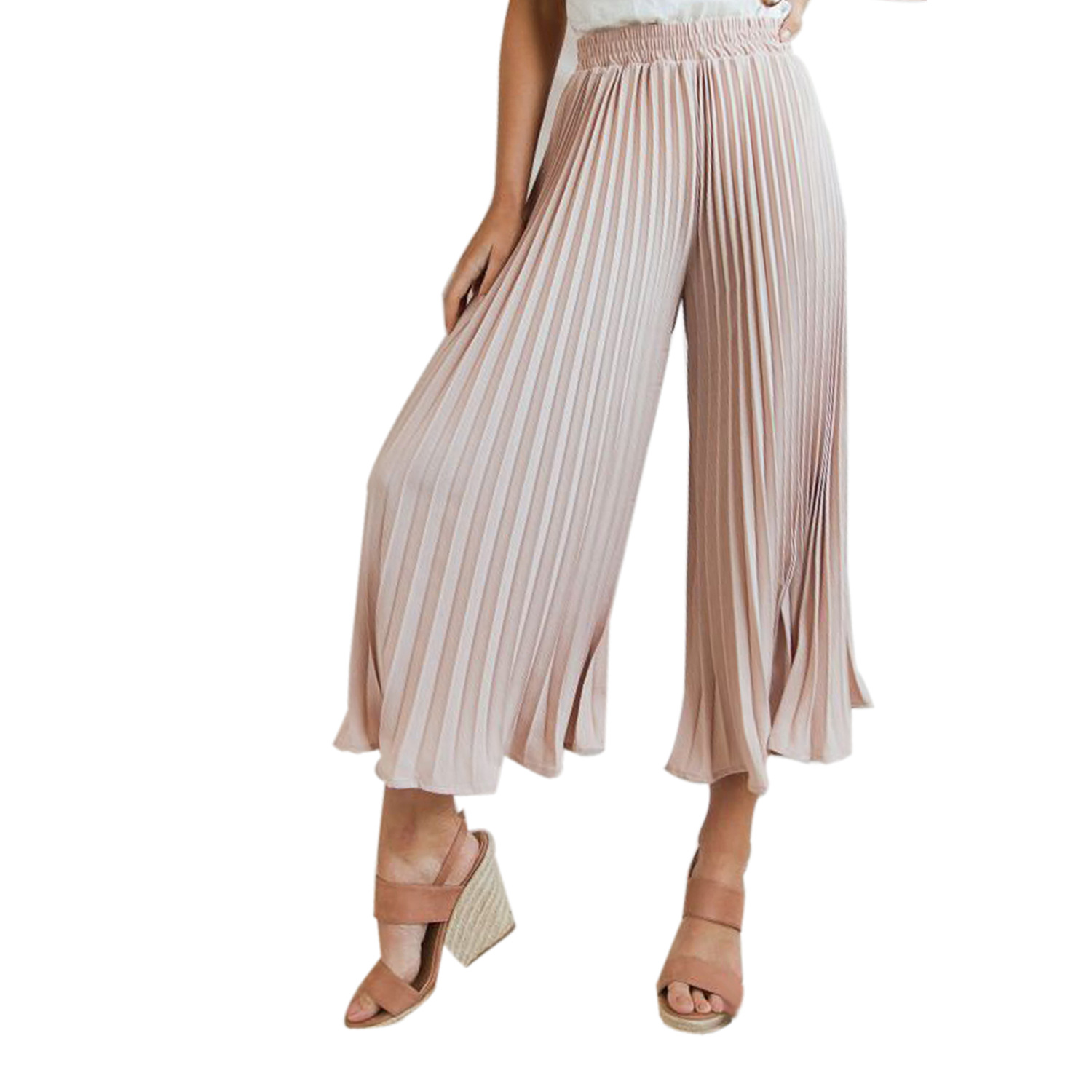 High Waisted Pleated Flare Trousers Casual Style Comfortable Fit Versatile for Everyday Wear Wholesale Available