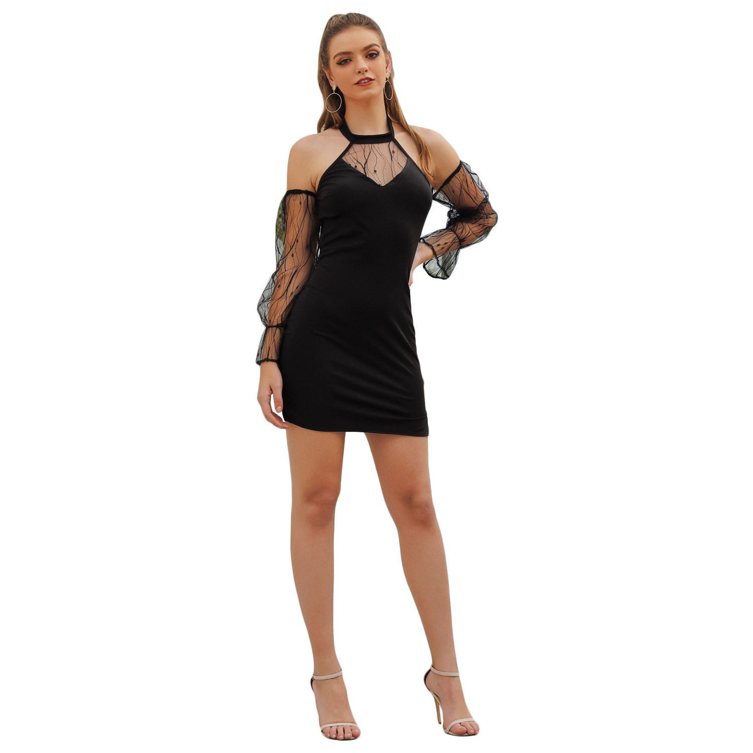 Lace Hollow Out Shoulder Dress Elegant Sleeveless Design Stylish Splicing Perfect for Summer Events Wholesale