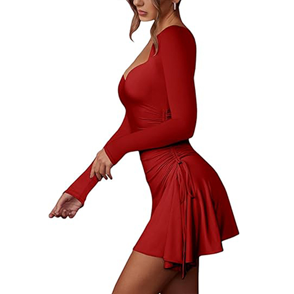 Womens A Line Bodycon Dress Sexy Sweet Red Autumn Winter Perfect for Parties and Casual Outings Wholesale