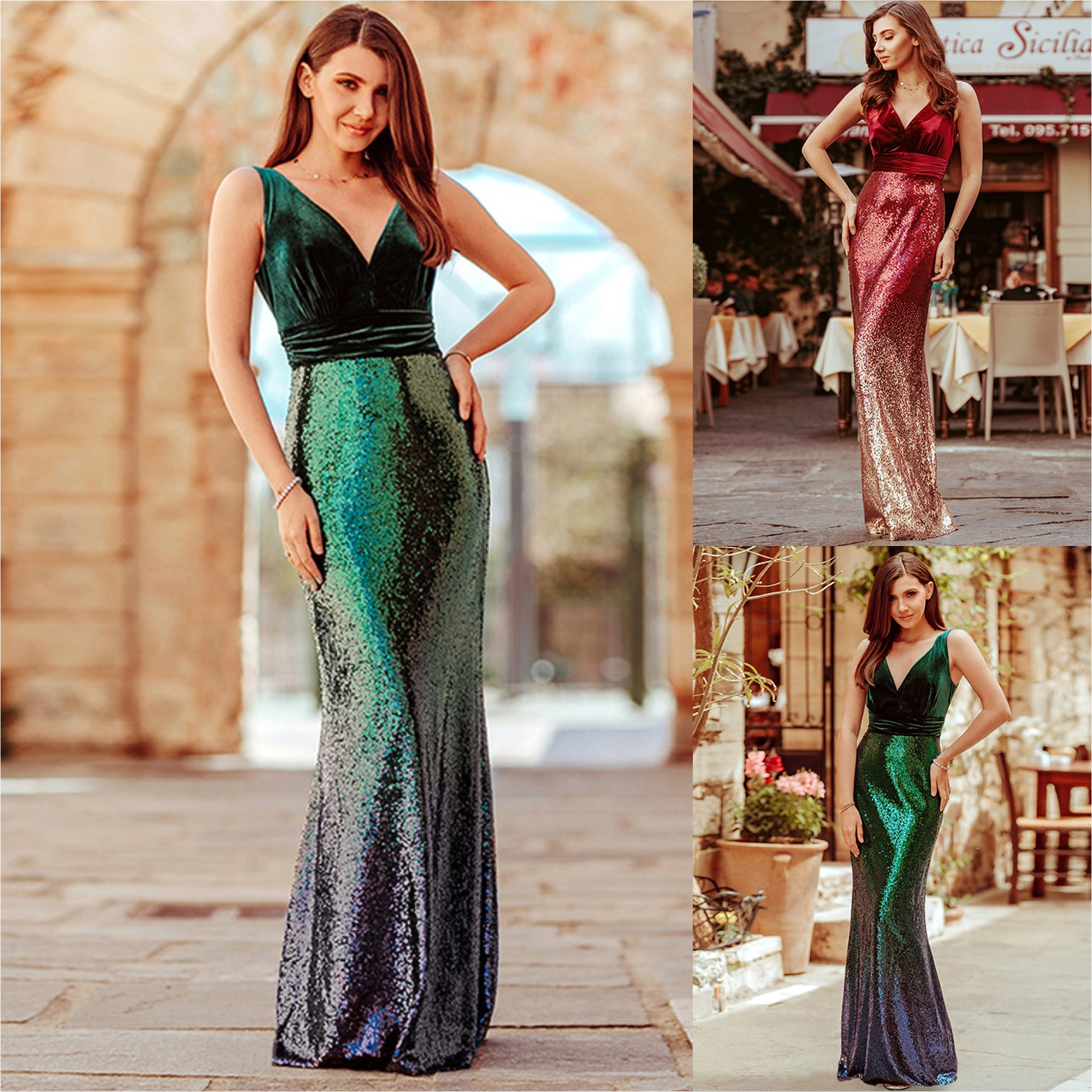 Fashionable Gradient Color Sequin Evening Dress Womens Stylish Design Elegant Silhouette Perfect for Parties