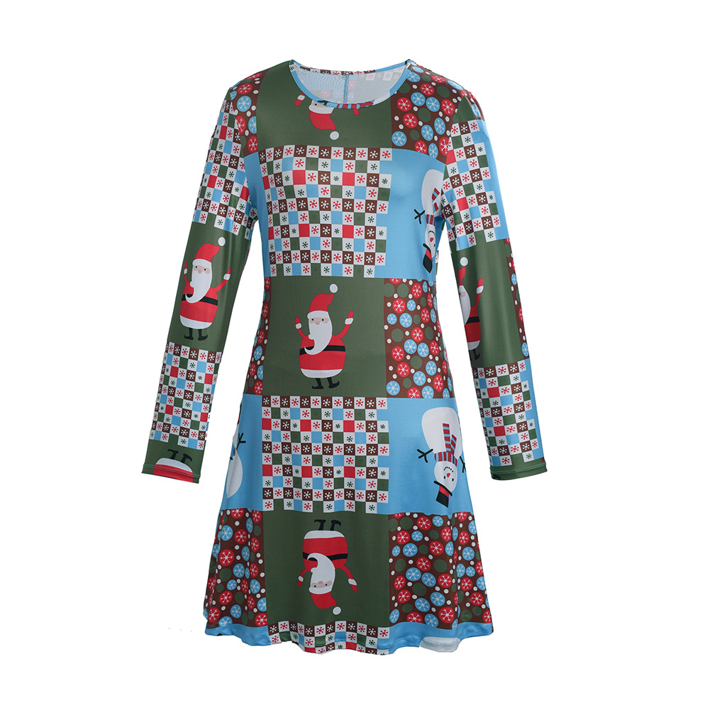 Christmas Dress Womens Autumn Winter Style Santa Print Casual Fit Comfortable Fabric Wholesale Available