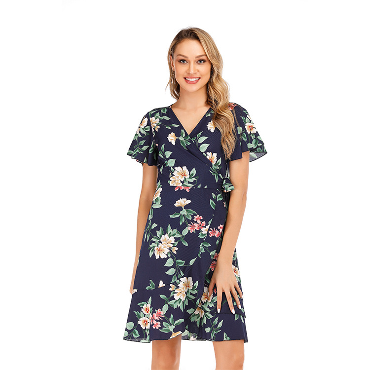 V Neck A Line Dress Spring Collection Quality Fabric Casual Style Wholesale for Womens Streetwear Fashion