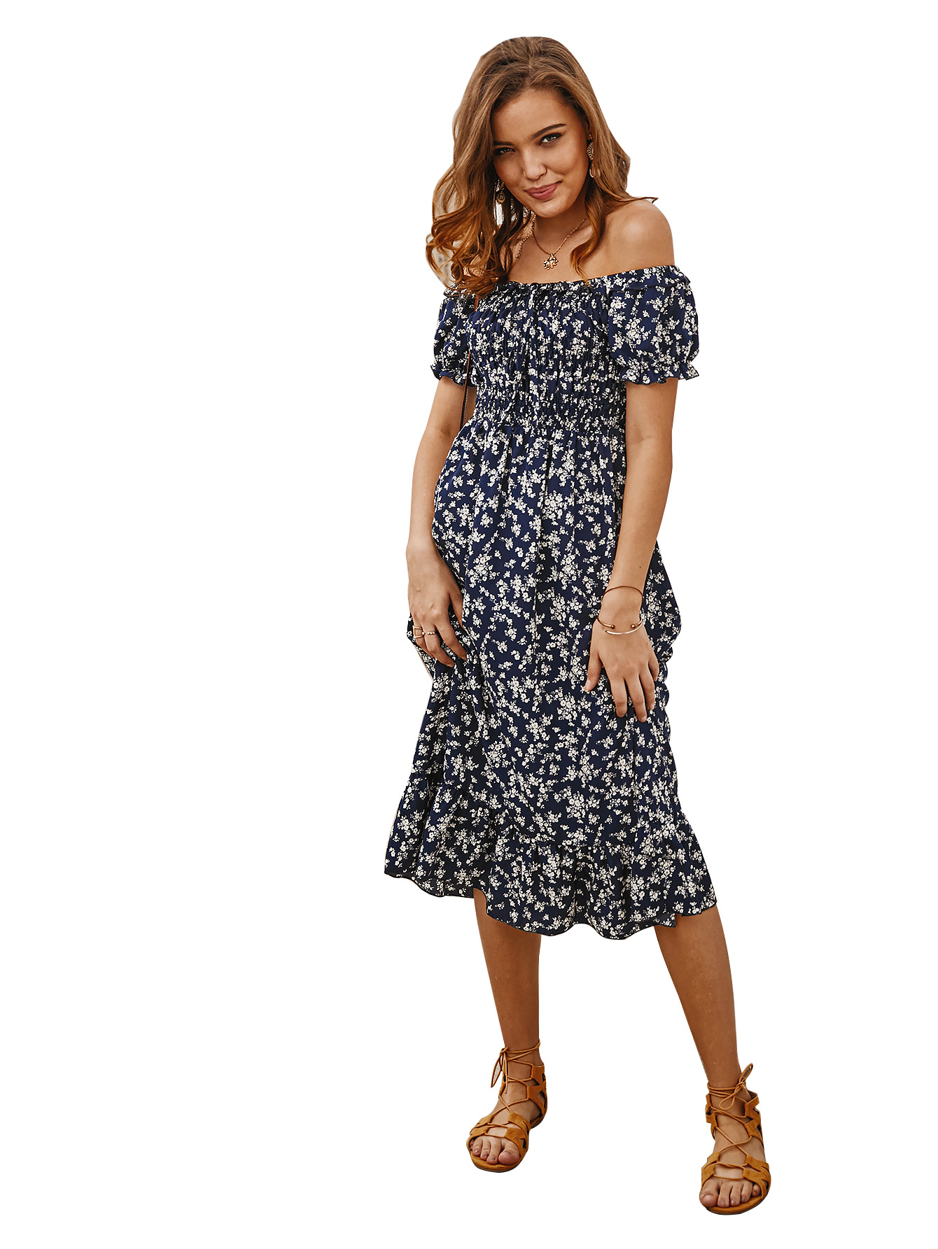Bohemian Floral Print Dress Original Design Spring Summer Collection Womens Fashion Wholesale Available