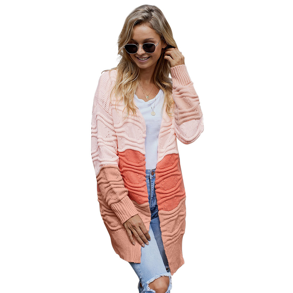 Womens Winter Long Loose Knit Sweater Wave Pattern Cozy Fabric Versatile Style Wholesale Available