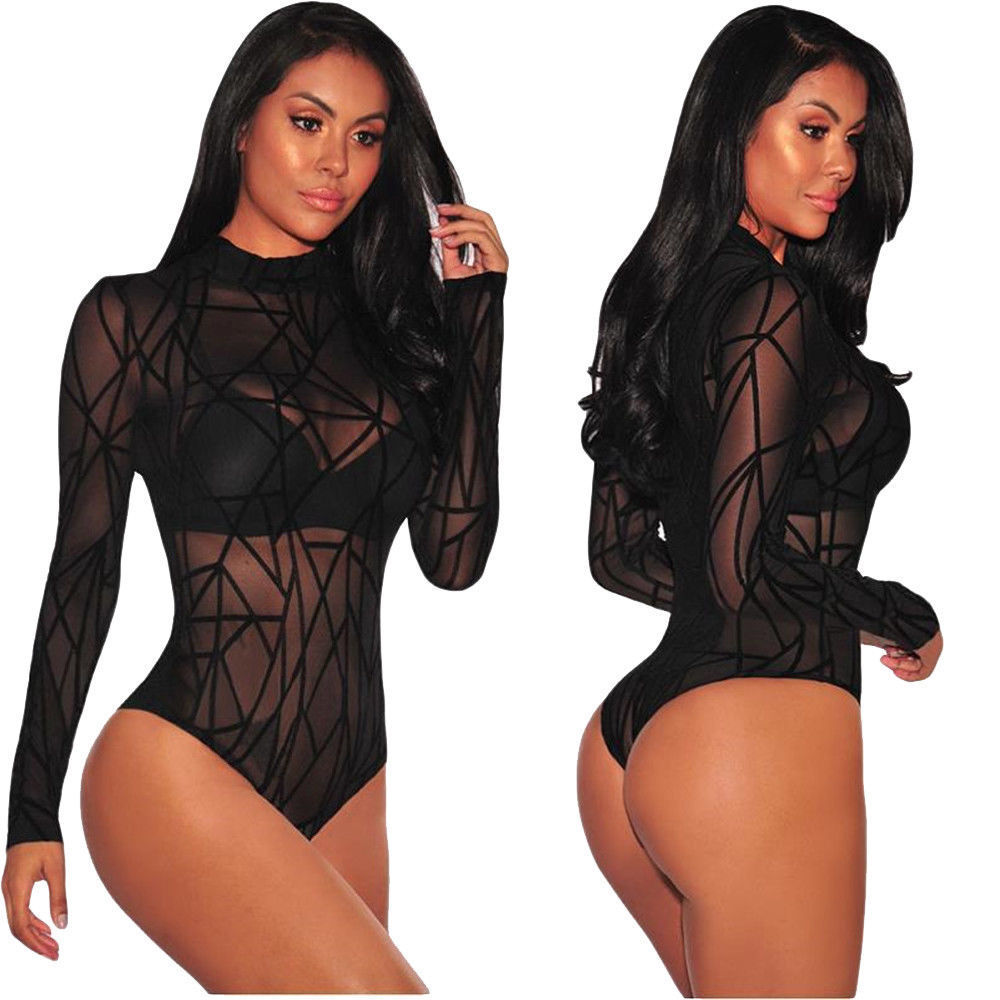 High Neck Long Sleeve Geometric Stretch Bodysuit Pajamas Soft Fabric Comfortable Fit Stylish Design Perfect for