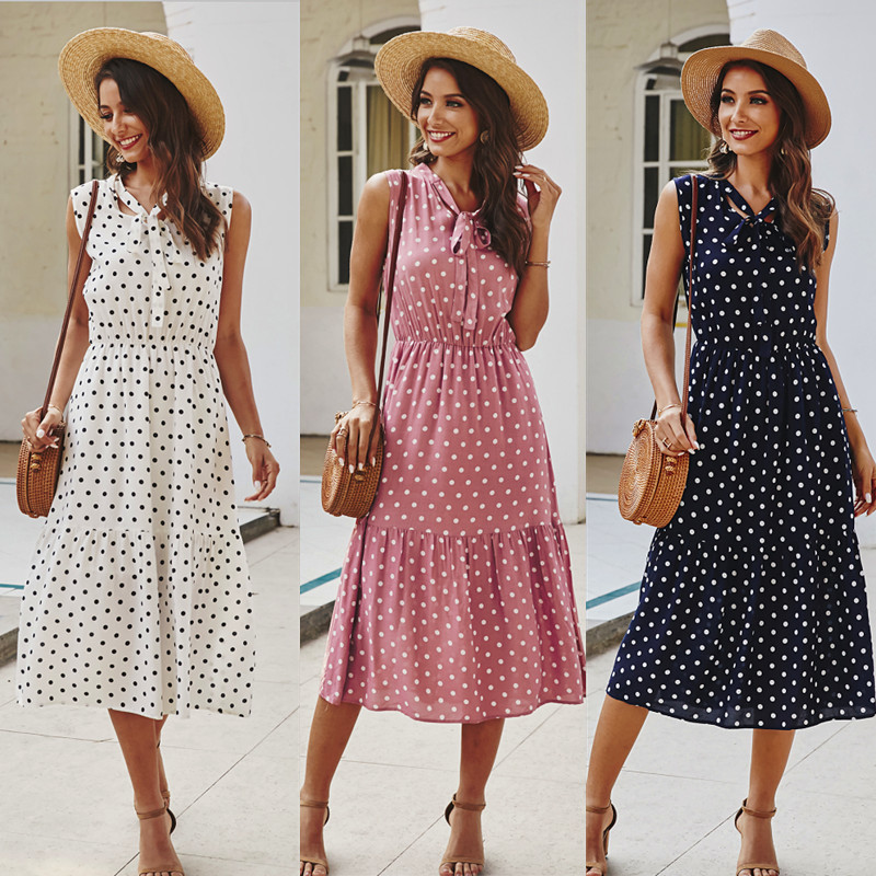 Polka Dot Maxi Dress Original Design Spring Summer Collection Elegant Style Wholesale Ready to Ship