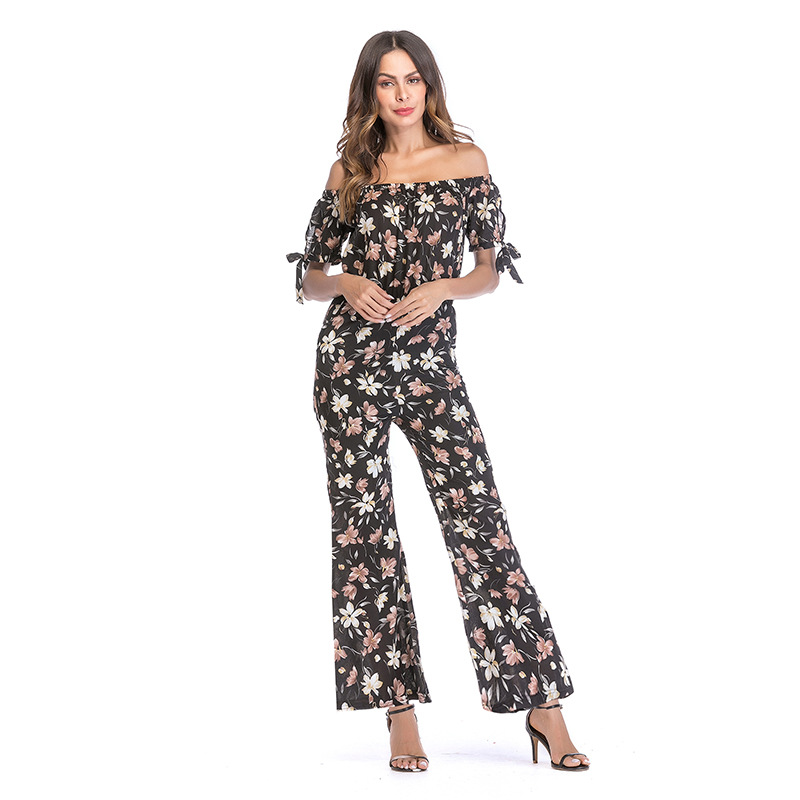 Off Shoulder Chiffon Jumpsuit Waist Tie Long Pants Stylish Sleeves Perfect for Parties and Events Wholesale