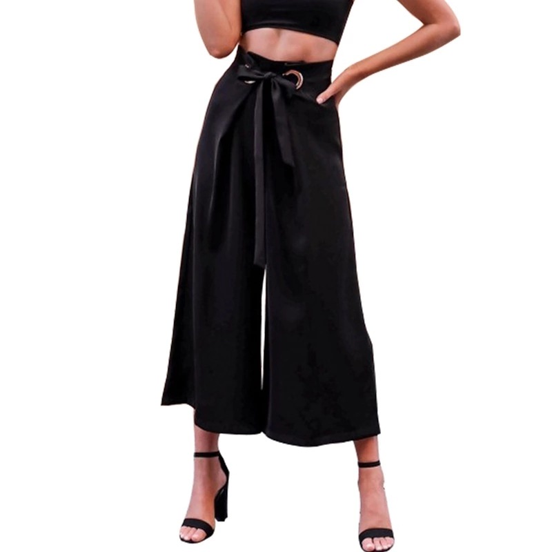 Plus Size Womens Wide Leg Trousers High Waist Versatile Fashionable Casual or Office Wear Wholesale Available
