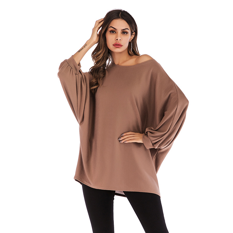 Plus Size Batwing Sleeve T Shirt for Women Loose Fit Solid Color Round Neck Casual Wear Wholesale Available