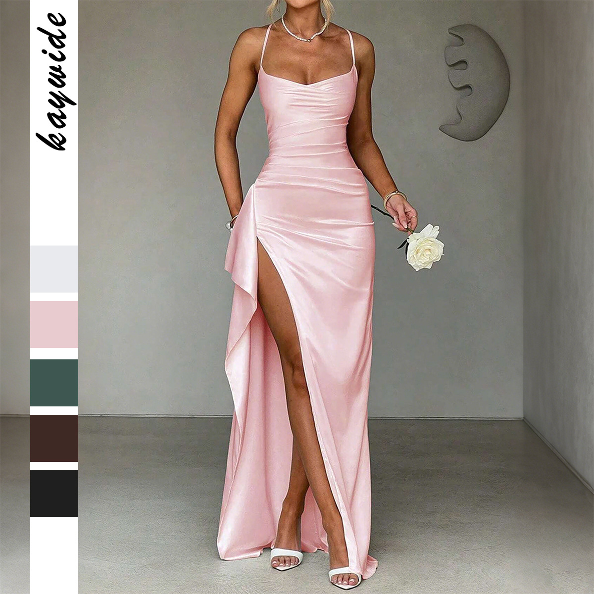 Y2K Sexy Spaghetti Strap Bodycon Long Dress for Women Autumn
