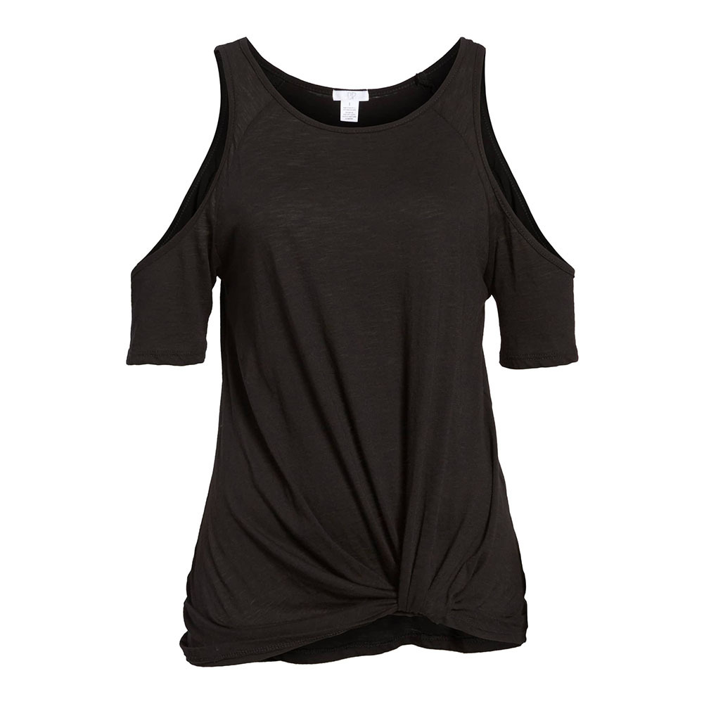 Womens Summer Loose T Shirt Round Neck Short Sleeve Solid Color Knot Hem Design Casual Wear Wholesale Available