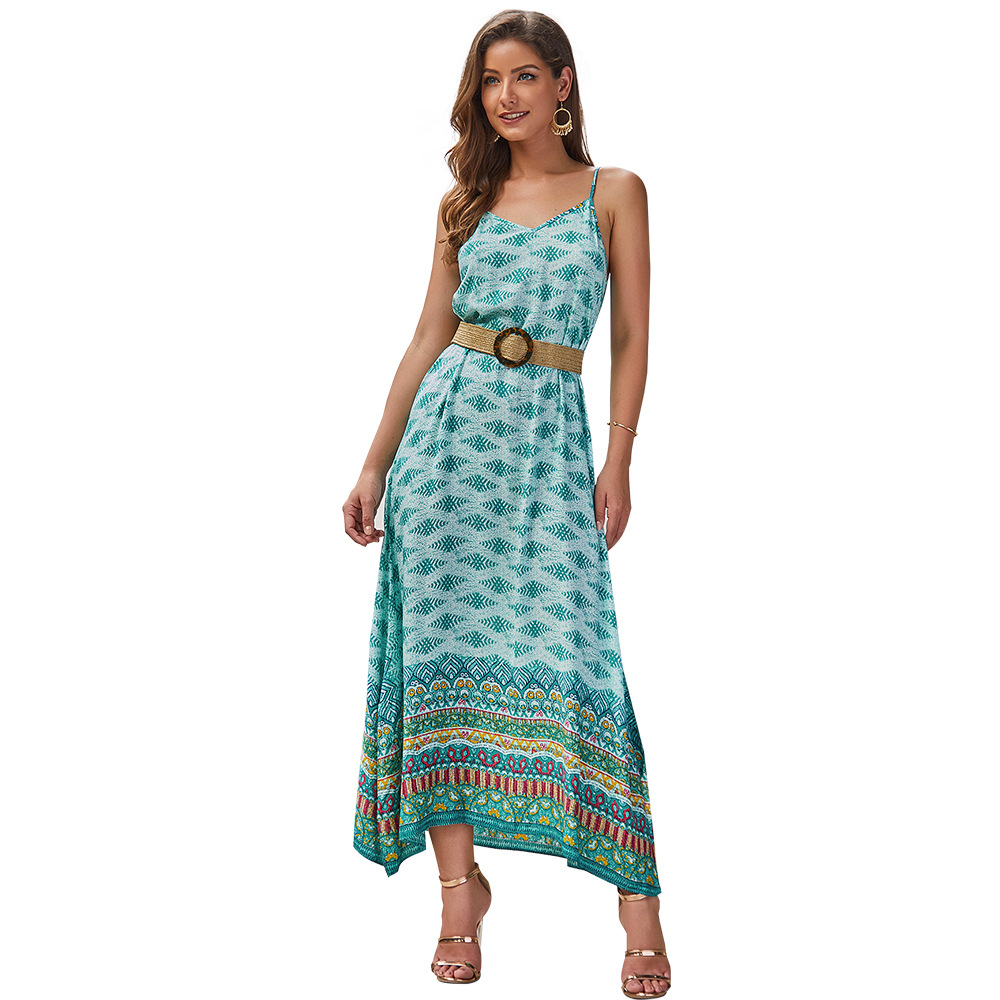 Summer Floral Print Maxi Dress Sleeveless Casual Style Lightweight Fabric Wholesale Supply Available