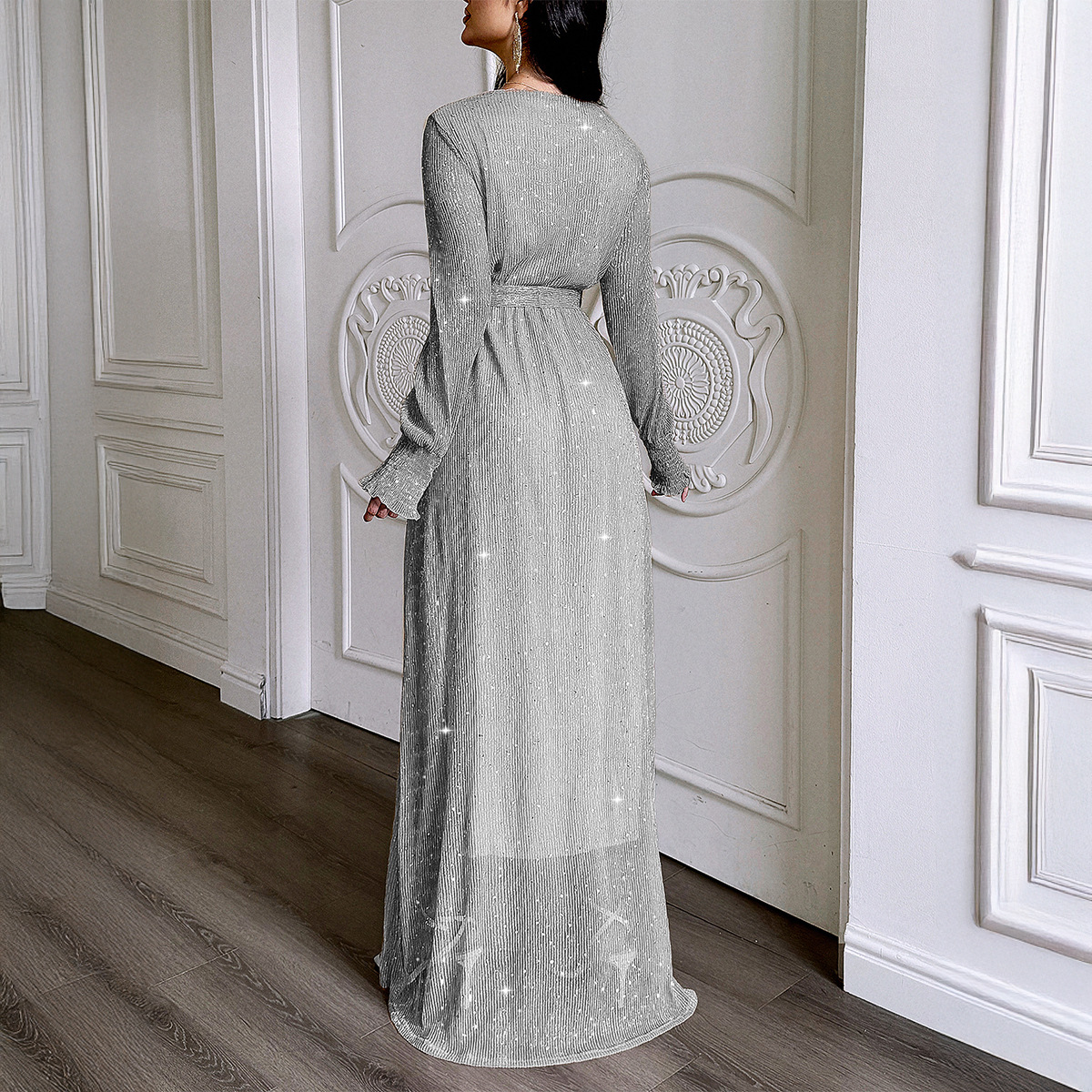 Elegant Casual Long Sleeve Long Dress for Women Autumn Winter