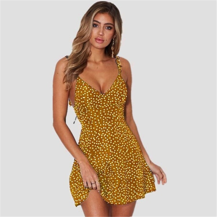 Polka Dot Back Tie Dress Elegant Design Comfortable Fit Versatile Style Perfect for Parties and Casual Outings