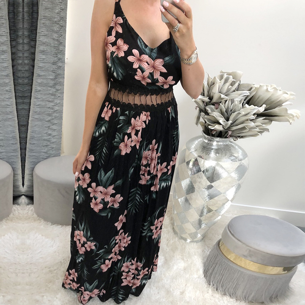 Womens Lace Floral Print Slip Dress Elegant Summer Style Perfect for Parties and Casual Outings Wholesale Available