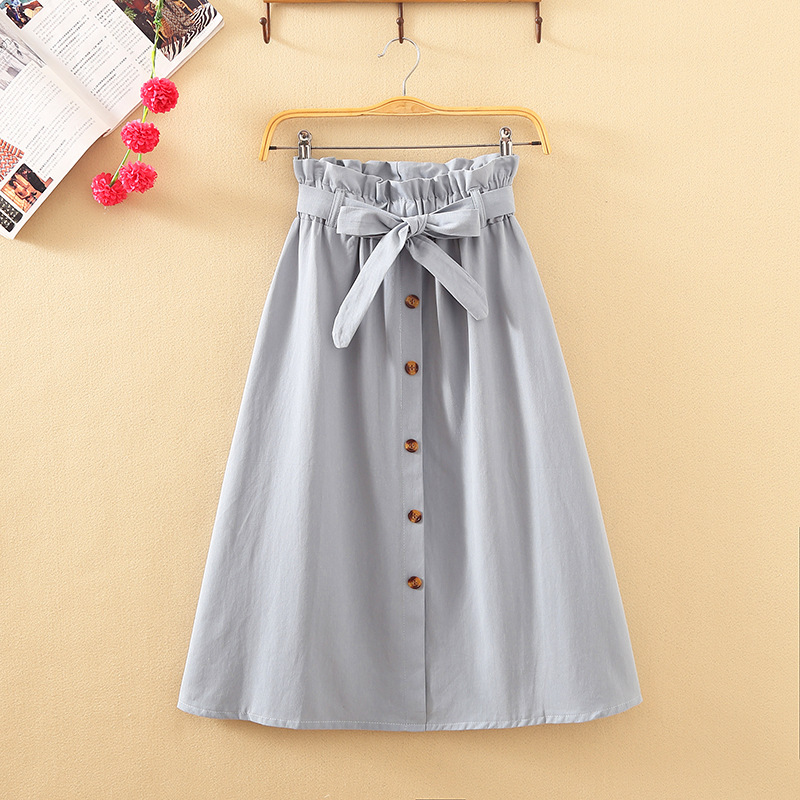 High Waisted A Line Midi Skirt Floral Print Button Closure Pleated Design Summer Fashion for Women Wholesale