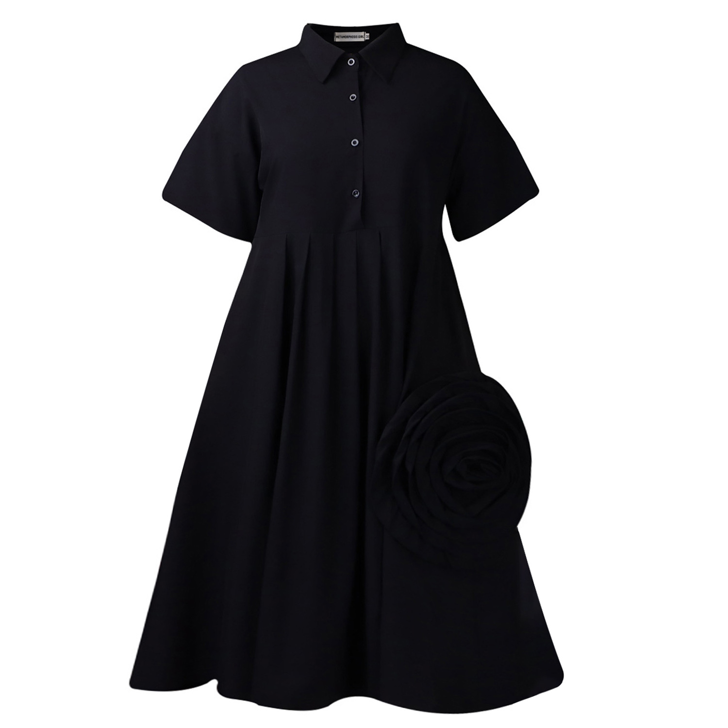 Cross Border Sourcing Women's Fashion Dress, Short Sleeve Solid Color A Line Dress, African Style Shirt Dress for Internationa