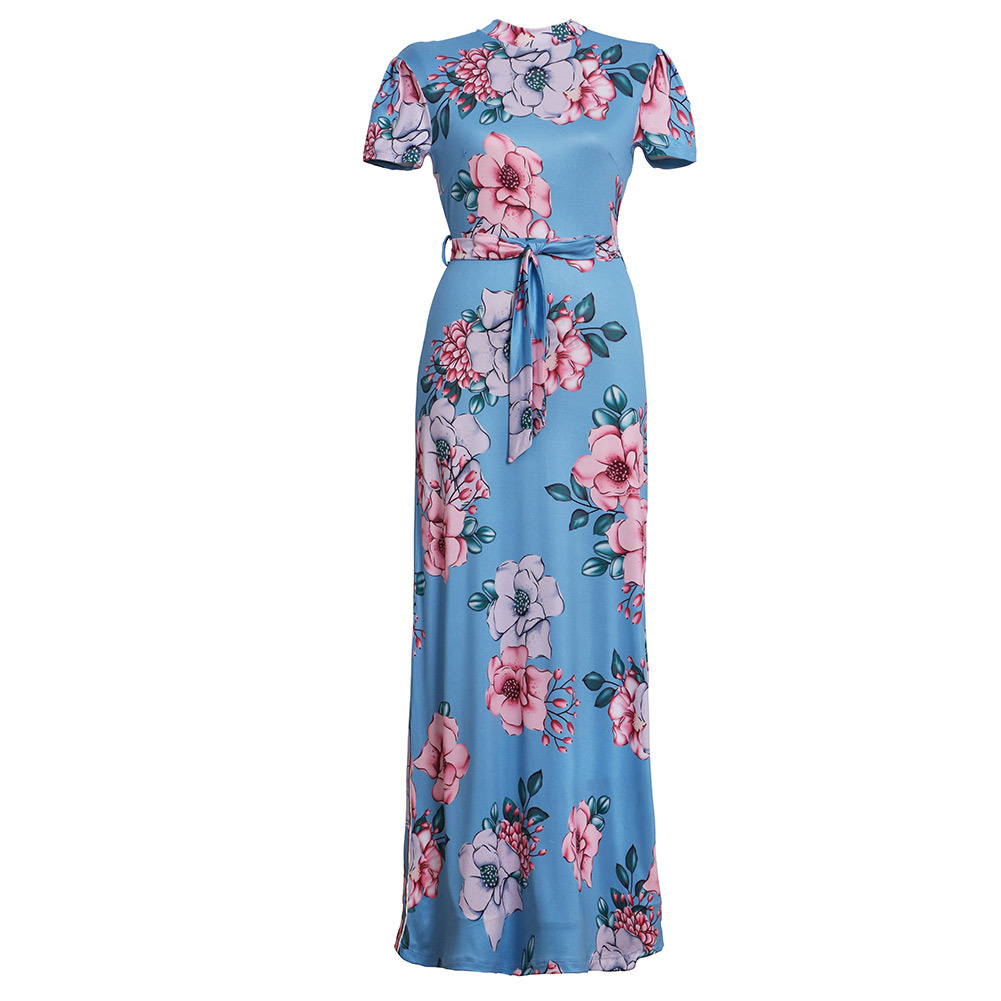 Floral Print Maxi Dress Short Sleeve Casual Style Spring Summer Wholesale Available custom packaging