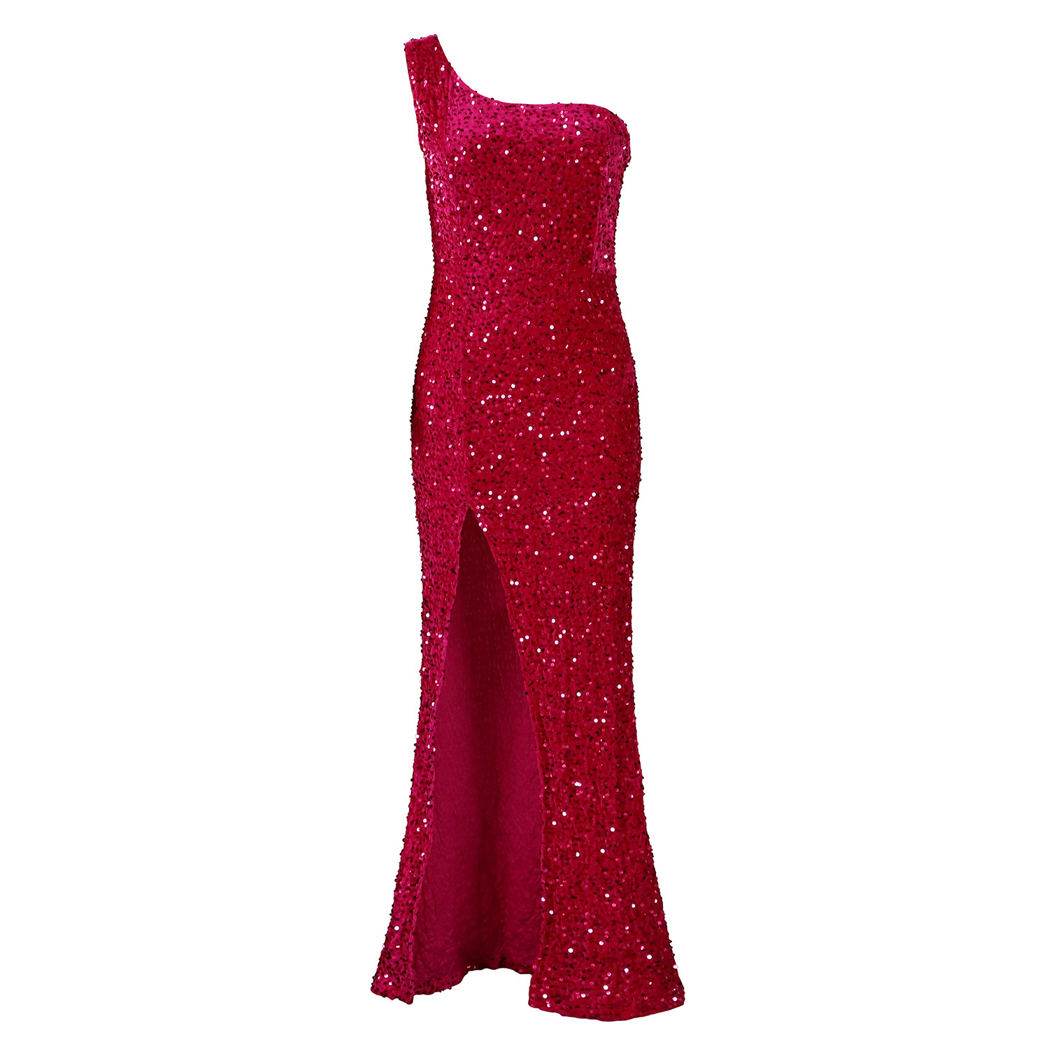 Fashionable Off Shoulder Sexy Split Long Dress with Sequins for Women, Elegant Evening Gown for Parties and Special Occasions