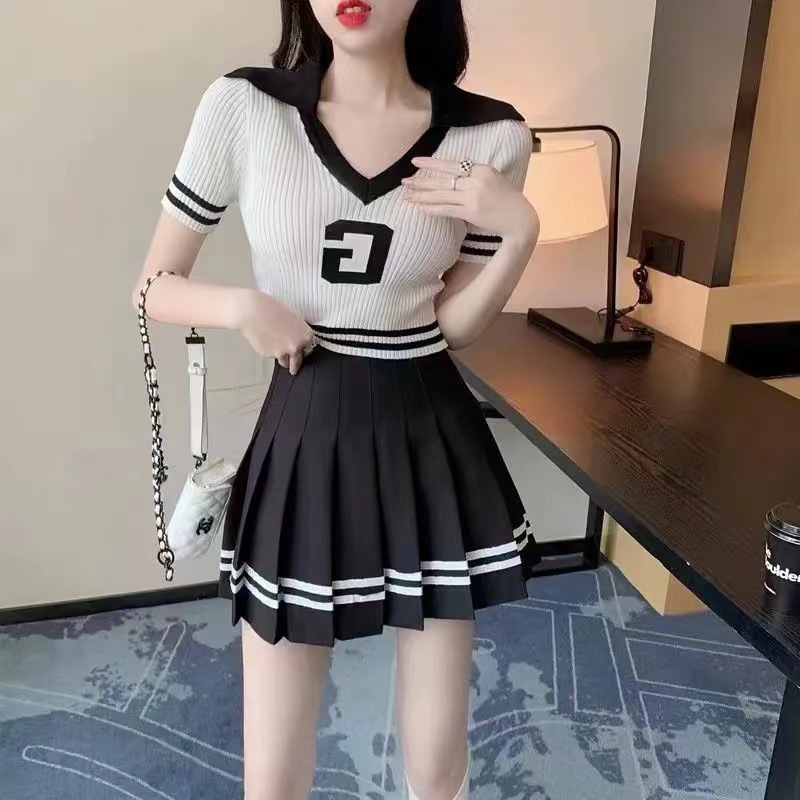 Pleated Skirt for Women High Waist A Line Elastic Waistband Korean Style Spring Summer Plus Size School Uniform