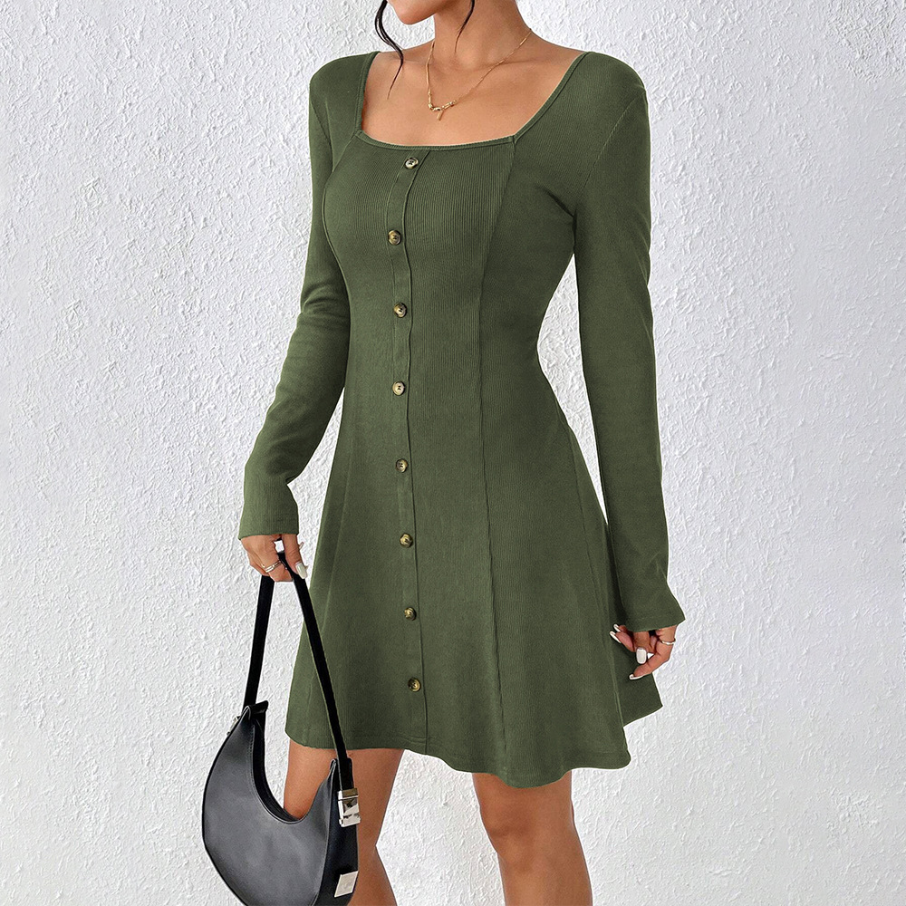 Women's Elegant Square-Neck Mini Dress